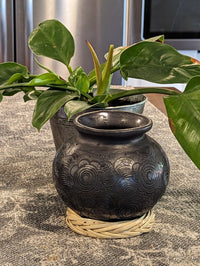 Stunning Dried Flower Vase Black Pottery Home Decor, Handmade Mexican Pottery of San Bartolo, Oaxaca, Indoor Decor, Smaller Centerpiece