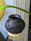 Stunning Dried Flower Vase Black Pottery Home Decor, Handmade Mexican Pottery of San Bartolo, Oaxaca, Indoor Decor, Small Centerpiece