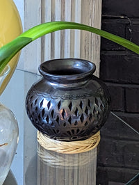 Stunning Dried Flower Vase Black Pottery Home Decor, Handmade Mexican Pottery of San Bartolo, Oaxaca, Indoor Decor, Small Centerpiece
