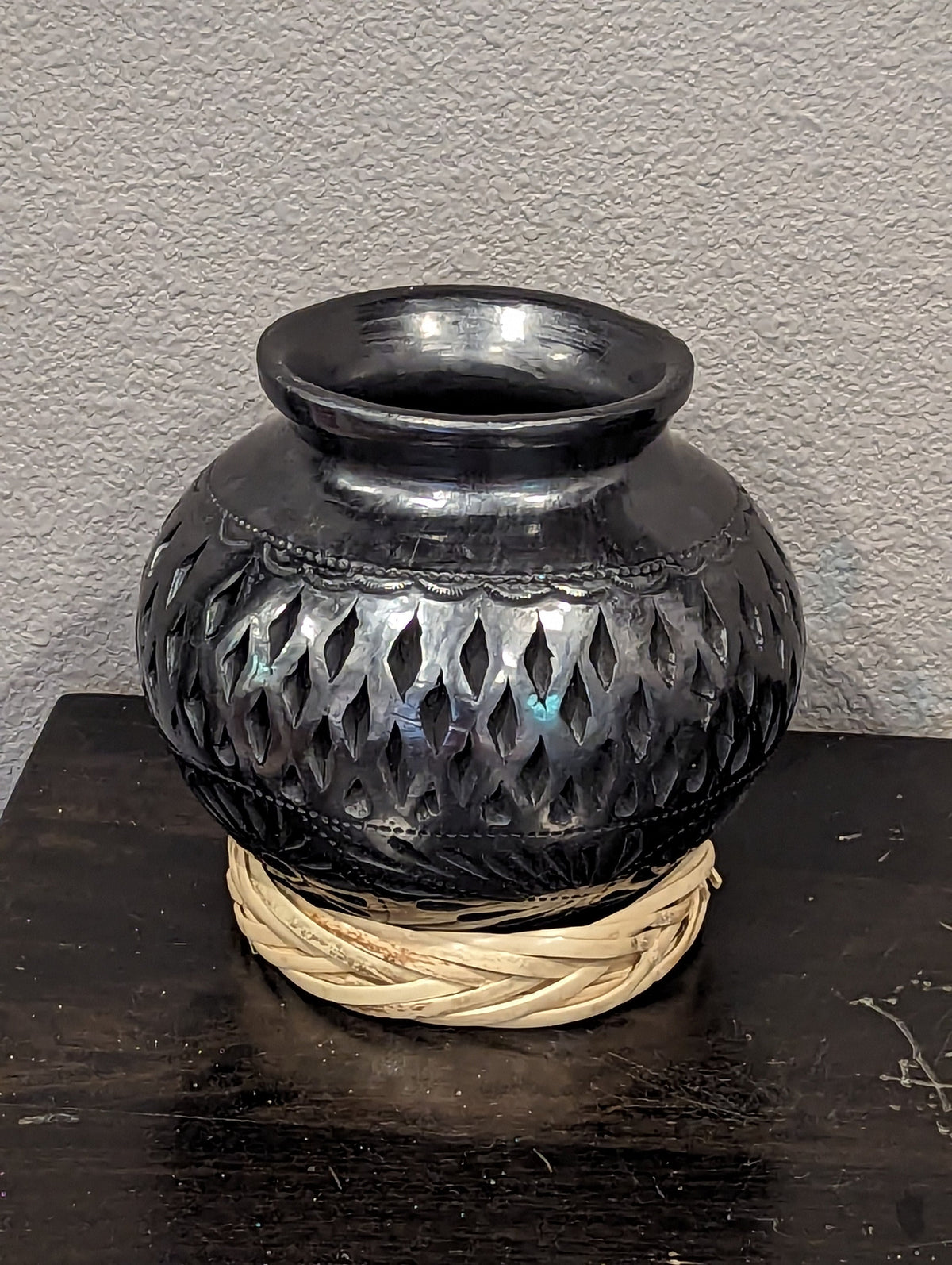 Stunning Dried Flower Vase Black Pottery Home Decor, Handmade Mexican Pottery of San Bartolo, Oaxaca, Indoor Decor, Small Centerpiece