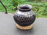 Stunning Dried Flower Vase Black Pottery Home Decor, Handmade Mexican Pottery of San Bartolo, Oaxaca, Indoor Decor, Small Centerpiece