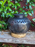 Stunning Dried Flower Vase Black Pottery Home Decor, Handmade Mexican Pottery of San Bartolo, Oaxaca, Indoor Decor, Small Centerpiece