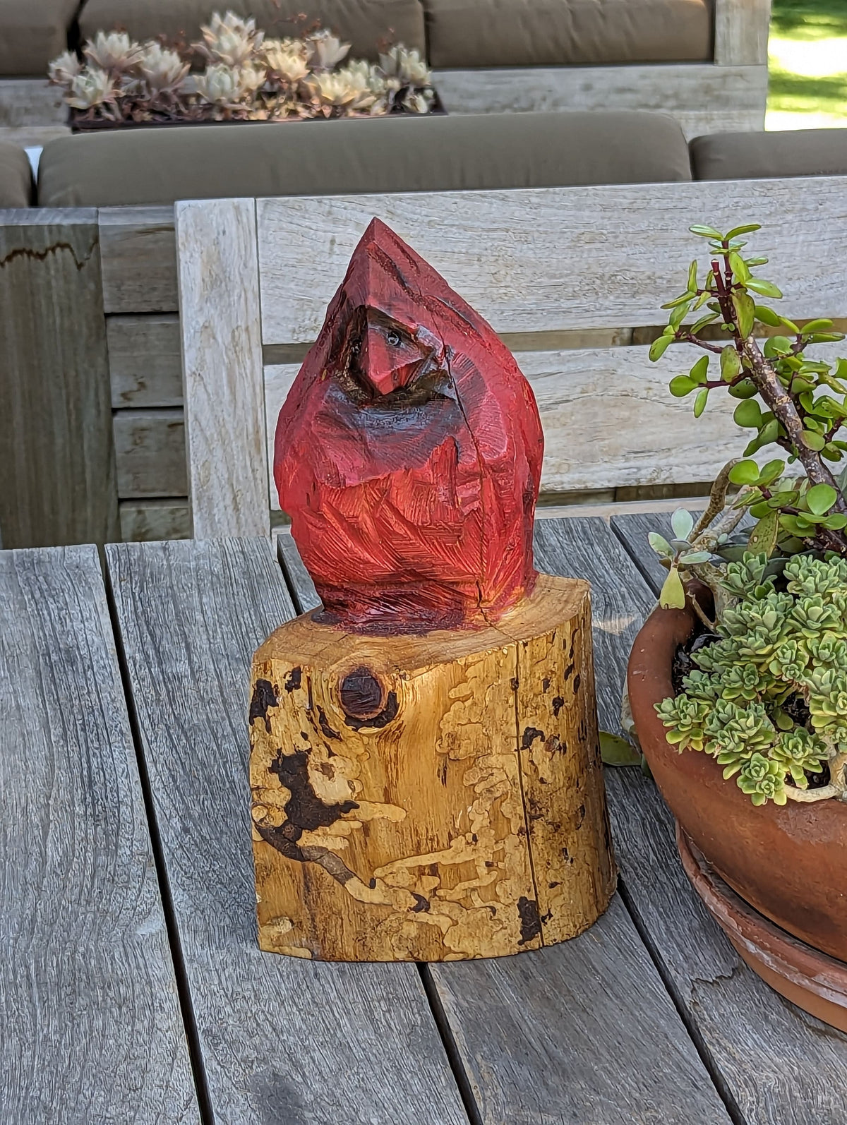 Northern Cardinal Garden Decor, Chainsaw Yard Art, Handmade Chainsaw Bird Statue