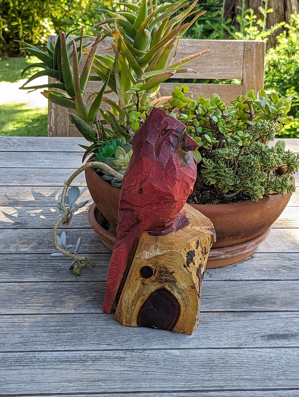 Northern Cardinal Garden Decor, Chainsaw Yard Art, Handmade Chainsaw Bird Statue