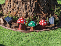 Pre-Order | Toadstool Trio Garden Decor & Yard Art, Wooden Chainsaw Sculptures Unique Home Decor, Set of 3 Handmade Mushrooms, Ships 2-25