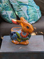 Rabbit Planter, Talavera Pottery, Colorful Ceramic Plant Pot, Indoor Home Decor, Outdoor Garden Decor, Hand Painted Mexican Yard Decor