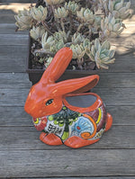 Talavera Rabbit Planter & Ceramic Plant Pot, Hand Painted Mexican Pottery good as Indoor Home Decor, Outdoor Yard Art or Garden Decor