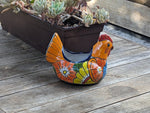 Chicken Flower Pot, Ceramic Talavera Planter, Handmade Mexican Pottery Home Decor - Indoor Planter or Outdoor Pot, Small Planter Pot