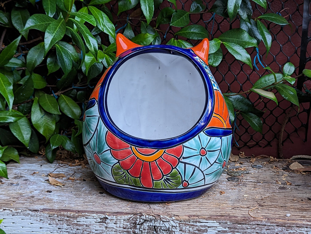 Owl Planter, Talavera Pottery, Mexican Ceramic Planter & Colorful Indoor Flower Pot or Outdoor Owl Decor, Plant Pot Home Decor, Owl Gift