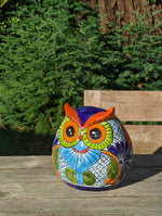 Owl Planter, Talavera Pottery, Mexican Ceramic Planter & Colorful Indoor Flower Pot or Outdoor Owl Decor, Plant Pot Home Decor, Owl Gift