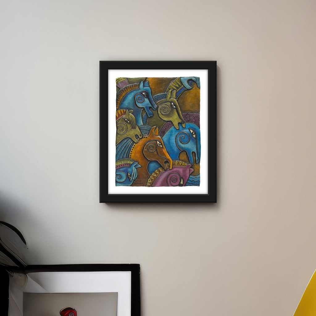 Giclee Print Wall Art: Stallion Stampede | Frameable Gallery Wall Art Lasts 100+ as Fine Art Print for Living Room Wall Decor, Mexican Art