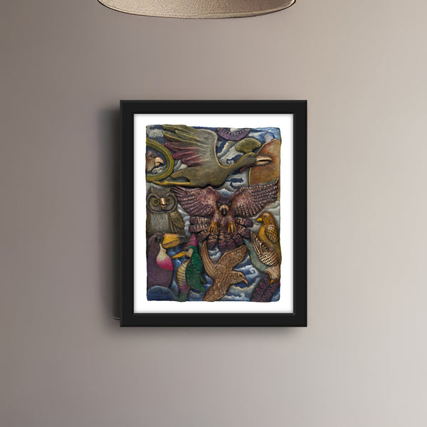 Art Print Wall Decor: Eagle & Aves | Frameable Gallery Wall Art used as Fine Art Print for Living Room Wall Decor, Home Decor, Mexican Art