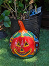 Halloween Pumpkin Decor, Jack-o-Lantern for Trick or Treat Party, Holiday Decor or Seasonal Yard Decor, Handmade Mexican Talavera Pottery