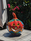 Halloween Pumpkin Decor, Jack-o-Lantern for Trick or Treat Party, Holiday Decor or Seasonal Yard Decor, Handmade Mexican Talavera Pottery