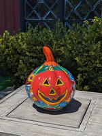 Halloween Pumpkin Decor, Jack-o-Lantern for Trick or Treat Party, Holiday Decor or Seasonal Yard Decor, Handmade Mexican Talavera Pottery