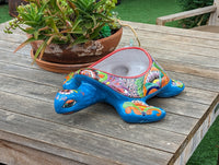 Talavera Turtle Planter, Handmade Mexican Pottery for Succulents or Flowers or Garden Decor, Ceramic Flower Pot for Outdoor or Home Decor