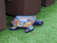 Talavera Turtle Planter, Handmade Mexican Pottery for Succulents or Flowers or Garden Decor, Ceramic Flower Pot for Outdoor or Home Decor