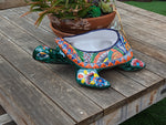 Talavera Turtle Planter, Handmade Mexican Pottery for Succulents or Flowers or Garden Decor, Ceramic Flower Pot for Outdoor or Home Decor