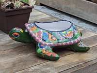 Talavera Turtle Planter, Handmade Mexican Pottery for Succulents or Flowers or Garden Decor, Ceramic Flower Pot for Outdoor or Home Decor