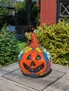 Halloween Pumpkin Decor, Jack-o-Lantern for Trick or Treat Party, Holiday Decor or Seasonal Yard Decor, Handmade Mexican Talavera Pottery