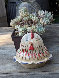 Chicken Planter, Ceramic Flower Pot, Handmade Mexican Pottery of Atzompa, Mexico for Indoor Home Decor or Yard Art Decor, Charming Plant Pot