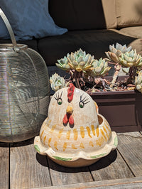 Chicken Planter, Ceramic Flower Pot, Handmade Mexican Pottery of Atzompa, Mexico for Indoor Home Decor or Yard Art Decor, Charming Plant Pot