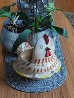 Chicken Planter, Ceramic Flower Pot, Handmade Mexican Pottery of Atzompa, Mexico for Indoor Home Decor or Yard Art Decor, Charming Plant Pot