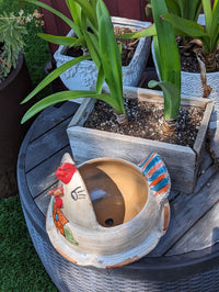 Chicken Planter, Ceramic Flower Pot, Handmade Mexican Pottery of Atzompa, Mexico for Indoor Home Decor or Yard Art Decor, Charming Plant Pot