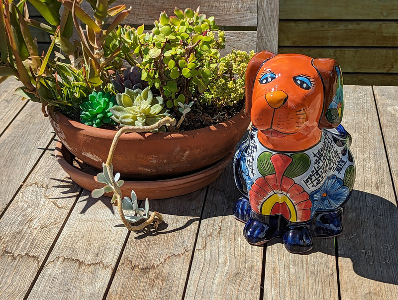 Cute Dog Flower Pot, Talavera Planter, Dog Decor, Flower Pots Outdoor, Dog Decorations, Handmade Mexican Talavera Pottery, Cute Dog Gifts