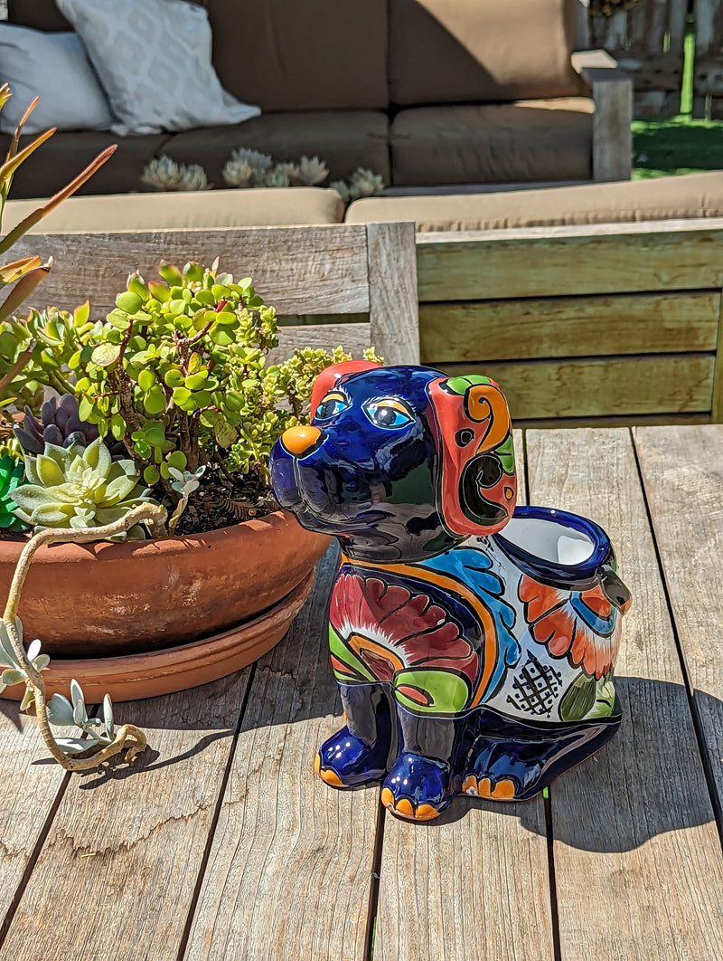 Cute Dog Flower Pot, Talavera Planter, Dog Decor, Flower Pots Outdoor, Dog Decorations, Handmade Mexican Talavera Pottery, Cute Dog Gifts