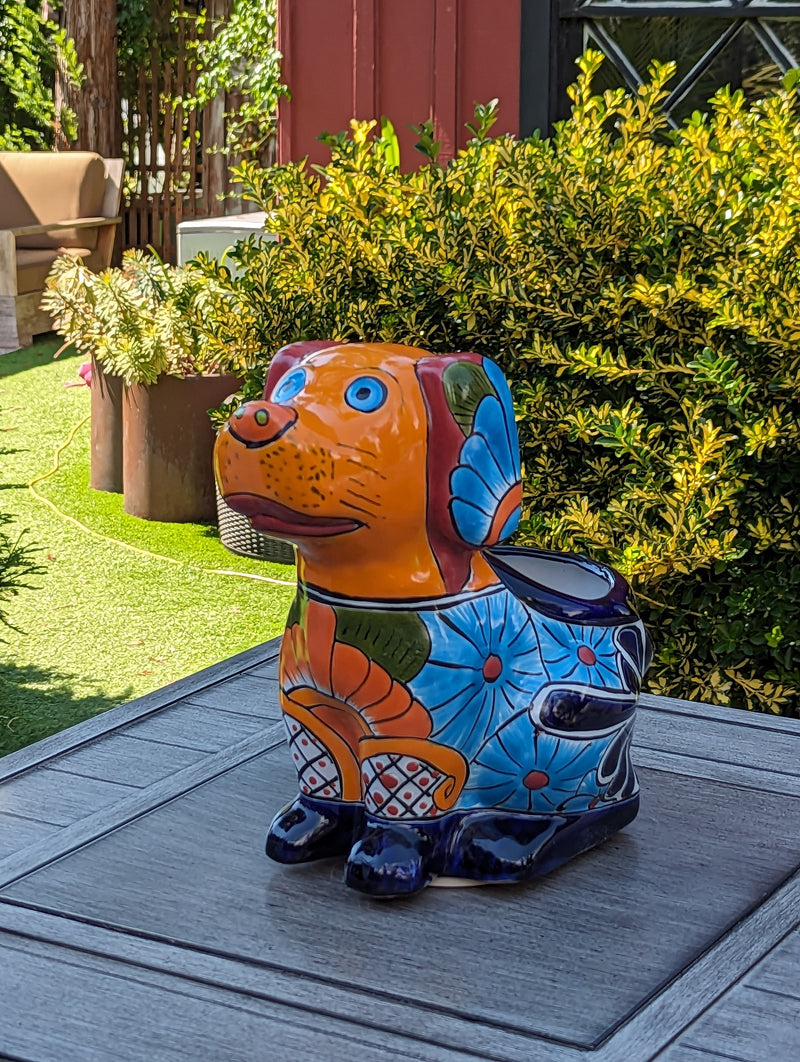 Cute Dog Flower Pot, Talavera Planter, Dog Decor, Flower Pots Outdoor, Dog Decorations, Handmade Mexican Talavera Pottery, Cute Dog Gifts