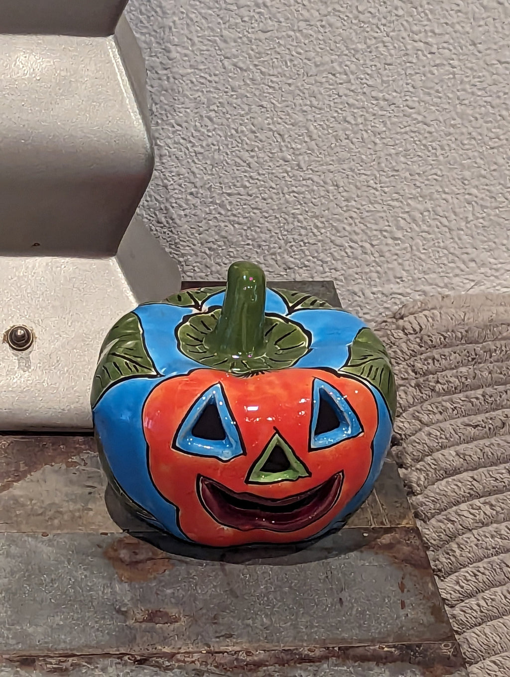 Halloween Pumpkin Decor, Jack-o-Lantern for Trick or Treat Party, Holiday Decor or Seasonal Yard Decor, Handmade Mexican Talavera Pottery