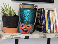 Halloween Pumpkin Decor, Jack-o-Lantern for Trick or Treat Party, Holiday Decor or Seasonal Yard Decor, Handmade Mexican Talavera Pottery