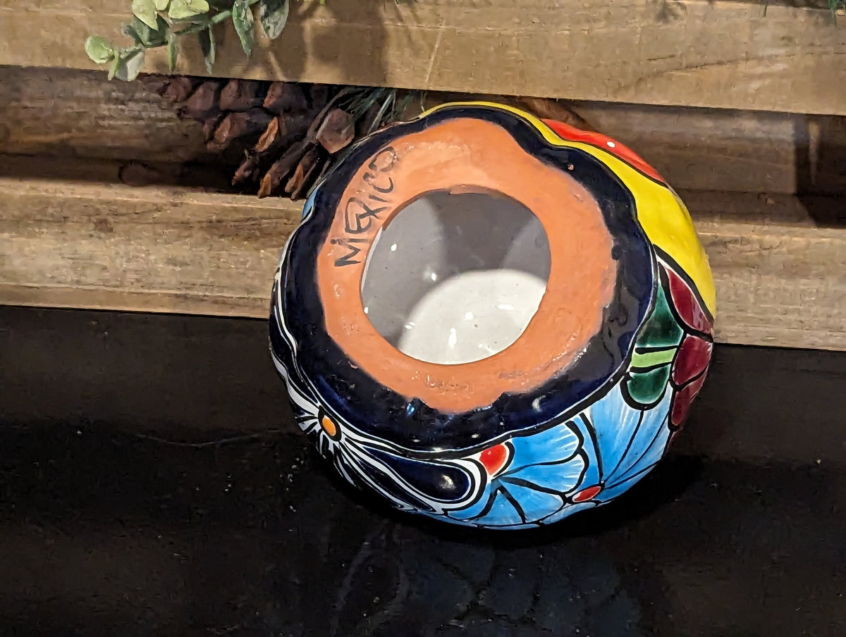 Halloween Pumpkin Decor, Jack-o-Lantern for Trick or Treat Party, Holiday Decor or Seasonal Yard Decor, Handmade Mexican Talavera Pottery