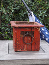Rustic Wooden Box Planter in Red for Outdoor Garden Decor or Porch or Patio Decor, Handmade in Mexico, 11.75" Diameter, 6 lbs