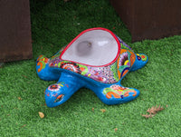 Talavera Turtle Planter, Handmade Mexican Pottery for Succulents or Flowers or Garden Decor, Ceramic Flower Pot for Outdoor or Home Decor