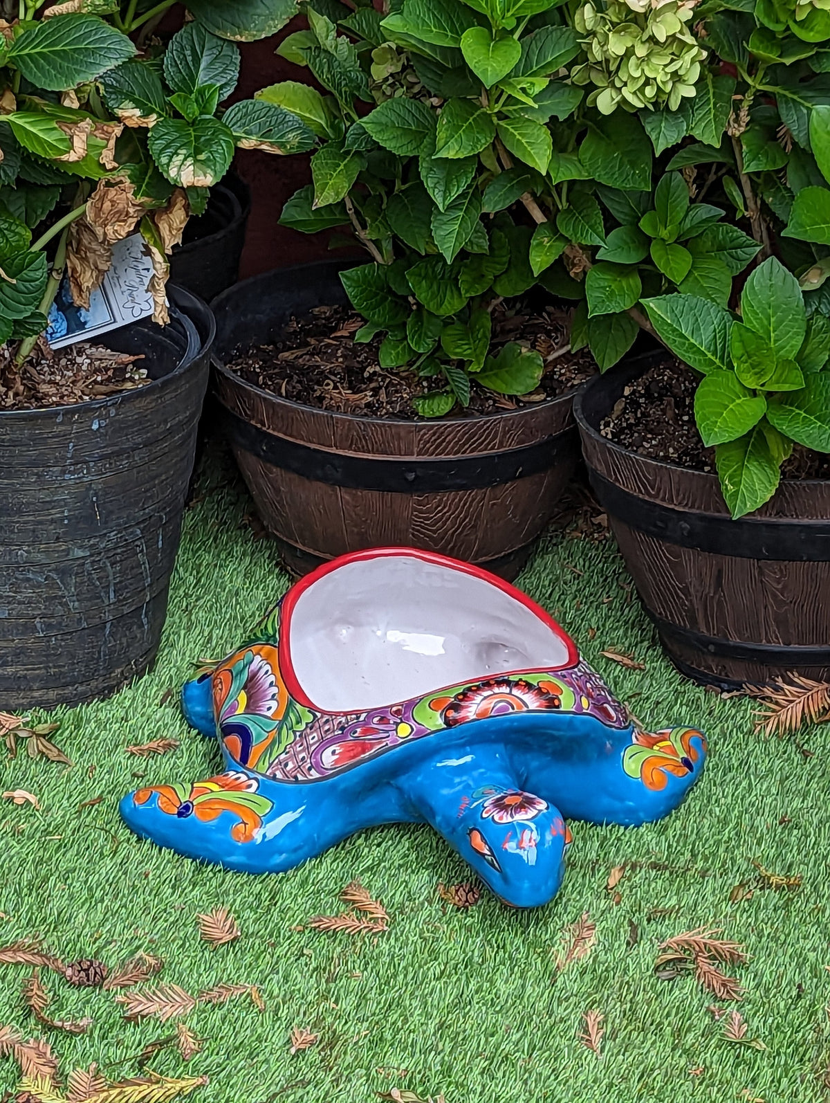 Talavera Turtle Planter, Handmade Mexican Pottery for Succulents or Flowers or Garden Decor, Ceramic Flower Pot for Outdoor or Home Decor