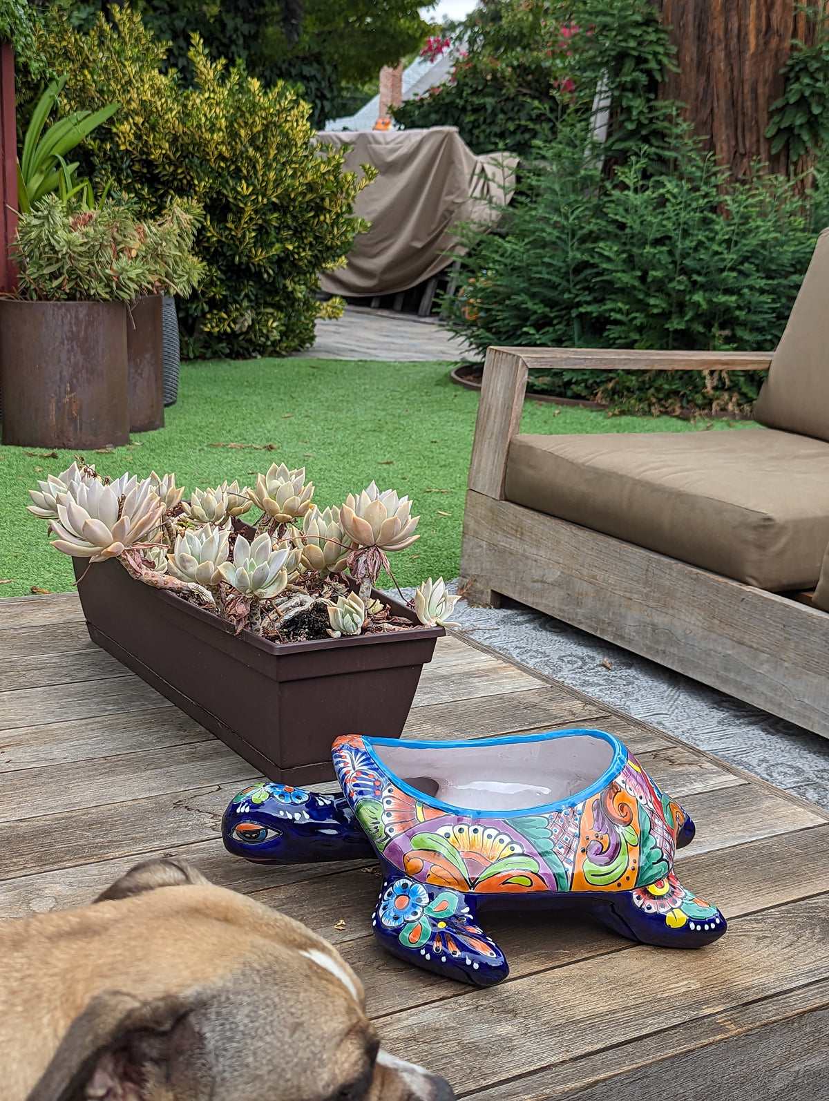 Talavera Turtle Planter, Handmade Mexican Pottery for Succulents or Flowers or Garden Decor, Ceramic Flower Pot for Outdoor or Home Decor