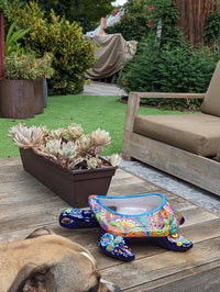 Talavera Turtle Planter, Handmade Mexican Pottery for Succulents or Flowers or Garden Decor, Ceramic Flower Pot for Outdoor or Home Decor