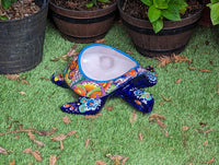 Talavera Turtle Planter, Handmade Mexican Pottery for Succulents or Flowers or Garden Decor, Ceramic Flower Pot for Outdoor or Home Decor