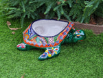 Talavera Turtle Planter, Handmade Mexican Pottery for Succulents or Flowers or Garden Decor, Ceramic Flower Pot for Outdoor or Home Decor