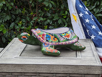 Talavera Turtle Planter, Handmade Mexican Pottery for Succulents or Flowers or Garden Decor, Ceramic Flower Pot for Outdoor or Home Decor