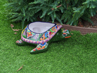 Talavera Turtle Planter, Handmade Mexican Pottery for Succulents or Flowers or Garden Decor, Ceramic Flower Pot for Outdoor or Home Decor