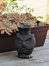 Black Owl Vase in Clay, Dried Flower Pot, Handmade Mexican Pottery from Atzompa, Mexico, Home Decor, Indoor Decor, Floral Centerpiece