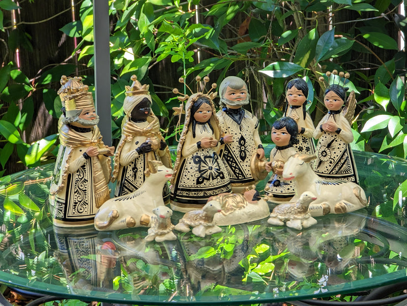 Christmas Nativity Set and Scene, Holy Family Home Decor, Original Handcrafted Art from Mexico, One-of-a-Kind Gift - 14 Pieces