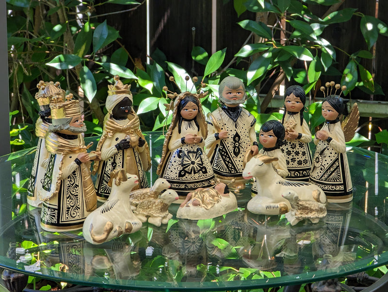 Christmas Nativity Set and Scene, Holy Family Home Decor, Original Handcrafted Art from Mexico, One-of-a-Kind Gift - 14 Pieces