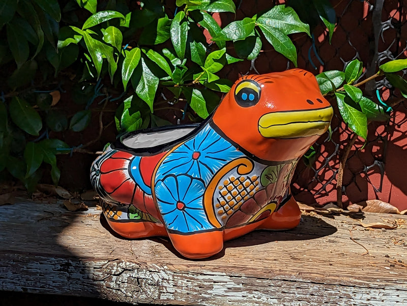 Colorful Frog Flower Pot, Ceramic Planter, Talavera Pottery, Indoor Outdoor Planter, Talavera Pot, Mexican Planter, Small Pot