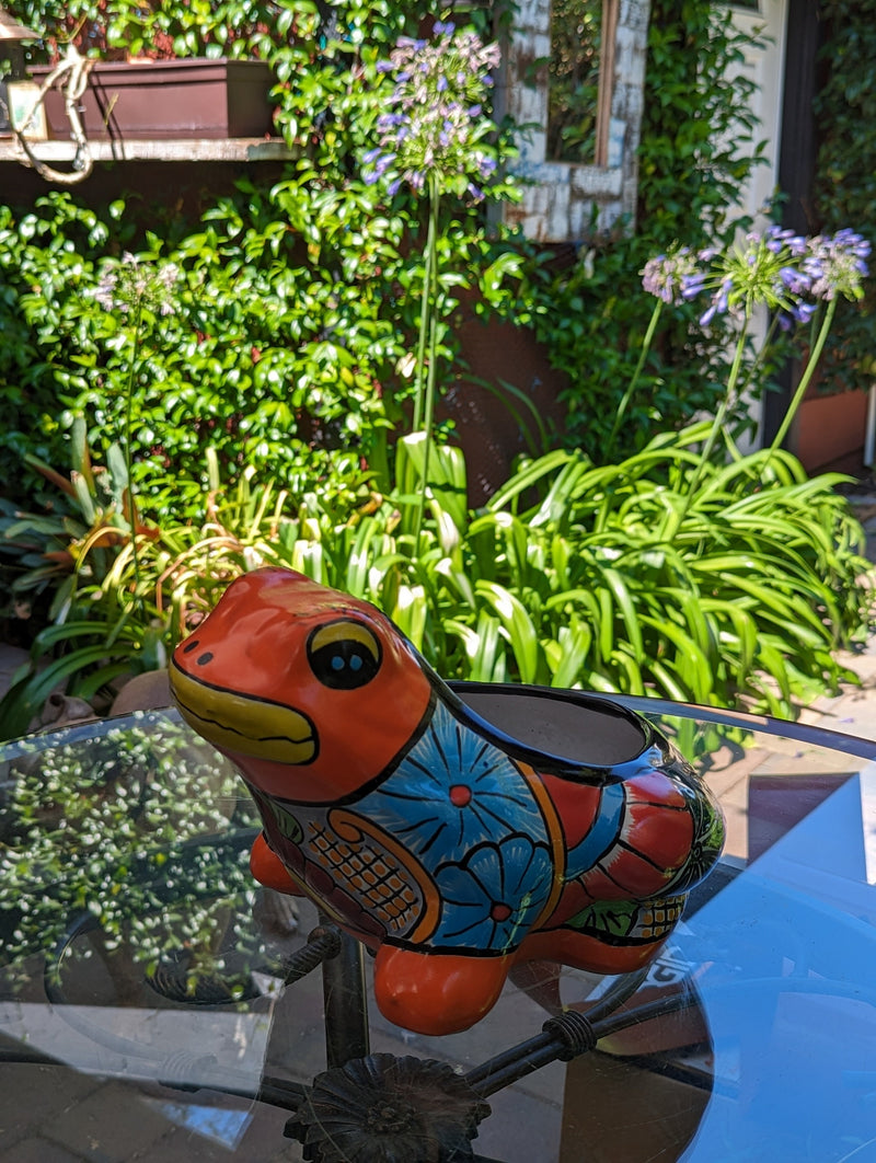 Colorful Frog Flower Pot, Ceramic Planter, Talavera Pottery, Indoor Outdoor Planter, Talavera Pot, Mexican Planter, Small Pot