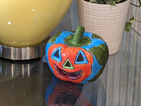Halloween Pumpkin Decor, Jack-o-Lantern for Trick or Treat Party, Holiday Decor or Seasonal Yard Decor, Handmade Mexican Talavera Pottery