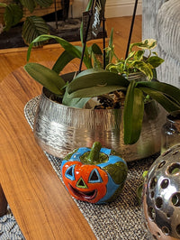 Halloween Pumpkin Decor, Jack-o-Lantern for Trick or Treat Party, Holiday Decor or Seasonal Yard Decor, Handmade Mexican Talavera Pottery